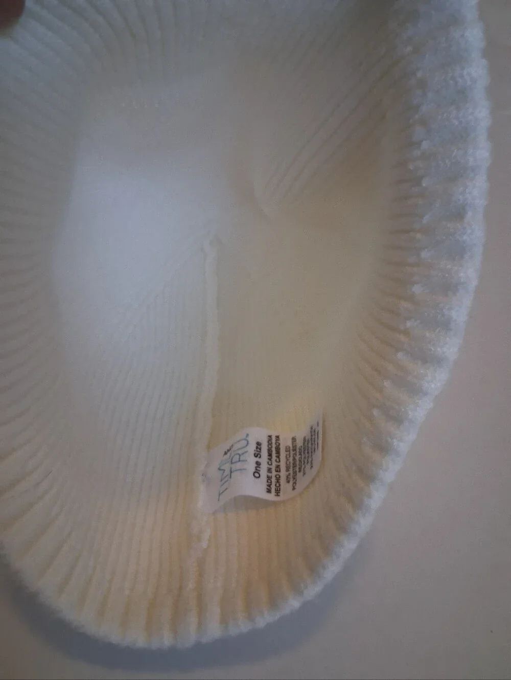 TYR Cream Ribbed Knit Beanie